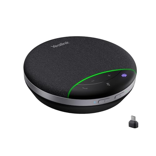 Yealink SP92 Bluetooth Speaker and Microphone with Dongle, Conference Speakerphone for Teams, 13ft 360 Omni Pickup, Full-Duplex Mic, AI Noise Reduction, 20H Call Time, USB C/A - color: Black- SP92 with Dongle