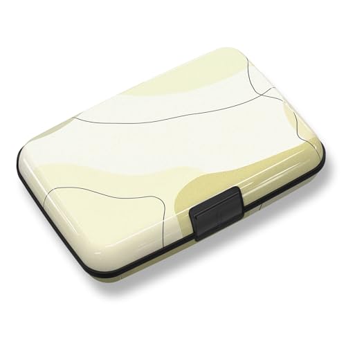Credit Card Holder, Beige Mini RFID Aluminum Card Wallet Business Card Case | Small Blocking Slim Metal RFID Blocking Front Pocket Wallet Hard Case Durable CC Holder for Women Girls Arts - color: Art Modern Brown
