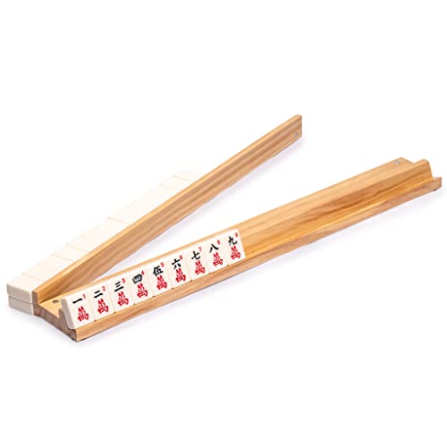 Yellow Mountain Imports 18-Inch Natural Pine Wooden Mahjong Racks with Pushers - Set of 4 (Racks with Pushers Only) - color: Natural Pine