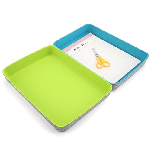 2pc Office desk drawer organizer Paper File Tray Green Turquoise - color: Green +Turquoise