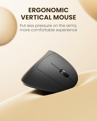 POJTK Ergonomic Wireless Rechargeable Mouse, Bluetooth+USB A+Type C(3 in 1) Connection, 5 Levels Up to 4800 DPI, 6 Silent Buttons, 2.4GHz Carpal Tunnel Vertical Mice, for Laptop, Desktop,MacBook-black