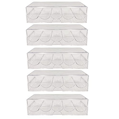 SEETOOOGAMES Poker Chip Tray Rack - Clear Acrylic Casino Chip Holder with lid - Chips Storage Display Case for Texas Hold'em, Blackjack, Gambling, Poker Clubs, Parties or Home Casino Nights - 5 Pack - style: 5pieces-with lids