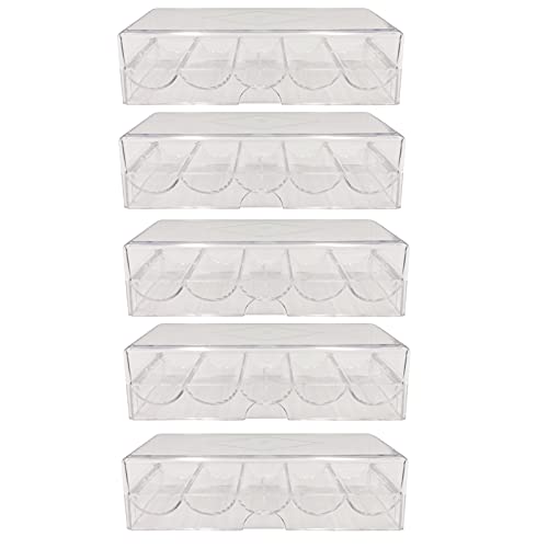 SEETOOOGAMES Poker Chip Tray Rack - Clear Acrylic Casino Chip Holder with lid - Chips Storage Display Case for Texas Hold'em, Blackjack, Gambling, Poker Clubs, Parties or Home Casino Nights - 5 Pack - style: 5pieces-with lids
