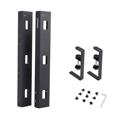 StarTech Under Desk Cable Management Tray, Black (CALB-Desk-Cable-Tray) | Clamp-On Installation, No Drilling Required, Length Adjustable - color: Black, style: Adjustable Width