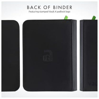 Vault X 4 Pocket Zip Binder, 160 Cards, Exo-Tec Material, 20 Side-Loading Pages (Black) - color: Black