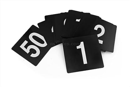 New Star Foodservice 23206 Plastic Double Sided Table Numbers, 1-50, 4-Inch by 4-Inch, Light Grey on Black - size: 4 x 4 inches, style: Light Grey on Black (1-50)