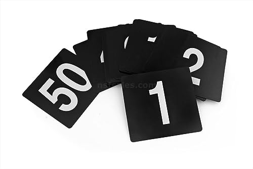 New Star Foodservice 23206 Plastic Double Sided Table Numbers, 1-50, 4-Inch by 4-Inch, Light Grey on Black - size: 4 x 4 inches, style: Light Grey on Black (1-50)