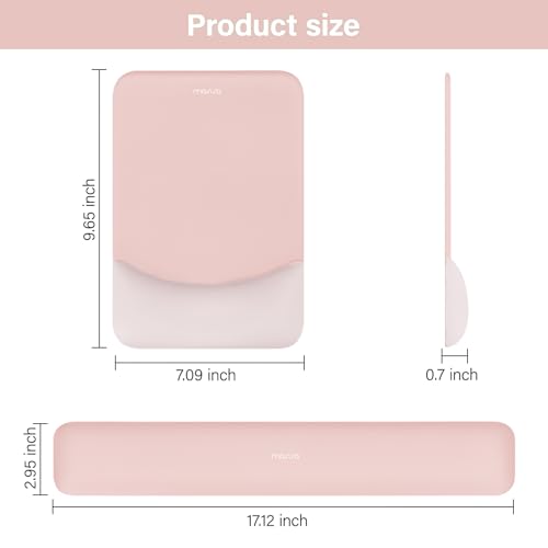 MOSISO Wrist Rest Support Mouse Pad & Keyboard Set, Baby Pink | Rectangular Ergonomic Mousepad, Non-Slip Base, Home/Office Pain Relief & Easy Typing, Neoprene Cloth & Raised Silicone Lining - color: Baby Pink