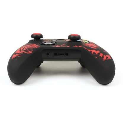 Tiger Controller Skin Cover Compatible with Xbox one Controller, RALAN Protector Case, Customised Thumb Grips Caps - color: Tiger Black Red