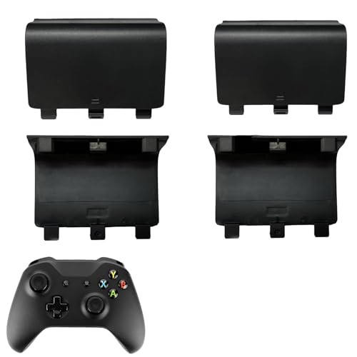 4 Pack Battery Back Cover for Xbox One, One S, One X Controller (NOT for Xbox SeriesS/X), Replacement Battery Back Shell Covers for Xbox One/One S/One X Controllers (Black) [Video Game] - color: Black