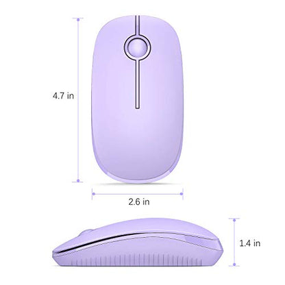 VssoPlor Wireless Mouse, 2.4G Slim Portable Computer Laptop Mouse with Nano Receiver Quiet Silent Optical Mice for Notebook, PC, Laptop, Computer-Light Purple - color: Light Purple