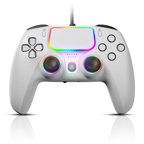 NBCP Wired PS5 Controller-Gaming Controller for PlayStation 5, PS4, PC/Steam Gamepads,Dual Vibration and Hall Effect Triggers,6-Axis Gyroscope,Turbo Function and 3.5mm Headphone Jack White - color: White