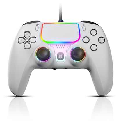 NBCP Wired PS5 Controller for PlayStation 5, PS4, PC/Steam Gamepad | Dual Vibration and Hall Effect Triggers,6-Axis Gyroscope,Turbo Function and 3.5mm Headphone Jack White - color: White