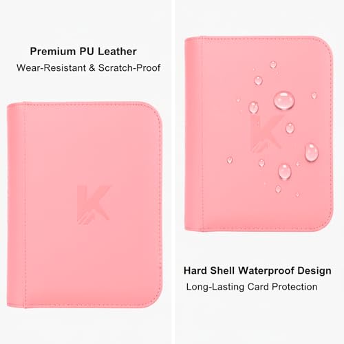 336 Card Binder, 4-Pocket Zipper Binder for Trading Cards, Side Loading Water-Resistant Album for MTG, TCG & Sports Cards (Pink) - color: Card Binder 4 Pocket Pink