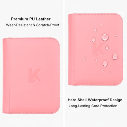 336 Card Binder, 4-Pocket Zipper Binder for Trading Cards, Side Loading Water-Resistant Album for MTG, TCG & Sports Cards (Pink) - color: Card Binder 4 Pocket Pink