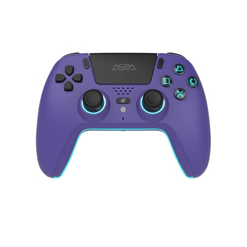 ASRVA Purple Wireless Pro Controller for PS5, Hall Effect Joystick No Drift, 2 Back Paddles, Macro, Gyro, 1000mAh, RGB, Compatible with PS5/Pro/Slim/PC/iOS/Android - color: Purole