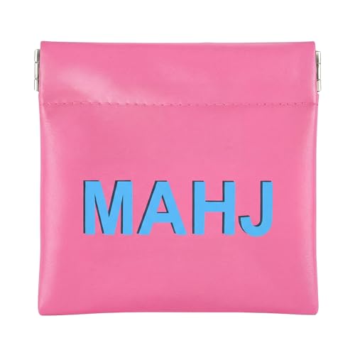 Mahjong Dice Bag Mini Tile Pouch,Solid,Rose Red | 3.8"x3.9" PU Leather Squeeze Closure, Compact Storage for Tiles Coins Travel, Ideal for Board Game Party Accessory - color: Rose Red