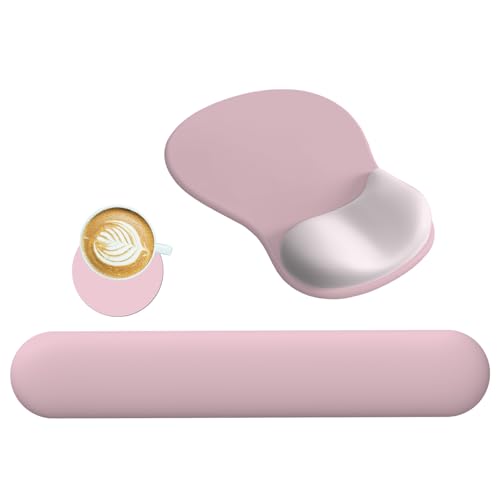 DINKY Keyboard Wrist Rest Mouse Pad, Ergonomic Mousepad with PU Base, Pain Relief & Easy Typing Desk Accessories Mat for Home, Office,Game Decor, Pink - color: Pink