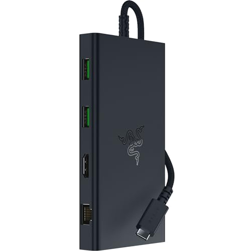 Razer USB-C Dock, 11-in-1 Portable Travel Hub, 85W, Black