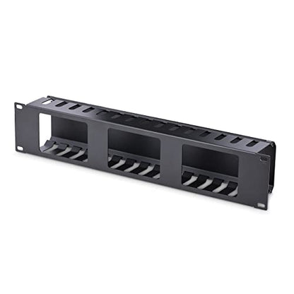 StarTech Horizontal 2U Rack Finger Duct with Cover, 19in Steel Wire Duct | Routes & bundles cables, Slotted raceway, Removable top cover, Pass-through holes, Server room, 2-year warranty - style: 2U | Horizontal