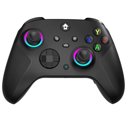 YUYIU Wireless 2.4GHz Controller with 7 Colors RGB Light for Xbox Controller, Xbox One Series X|S,Consoles,Steam PC Windows, with 1000mAh Battery/Hall Effect Sticks/Turbo/Programmable, 3.5mm Audio Jack (BLACK) - color: BLACK