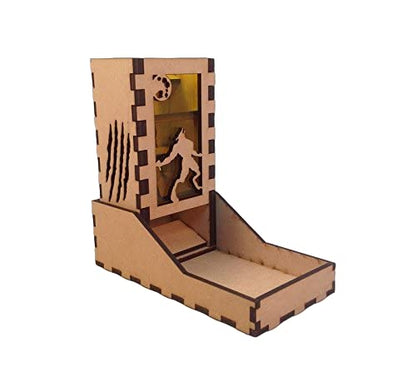 Werewolf Mini Dice Tower v1 Yellow Acrylic Window Laser Cut MDF Unique Gift