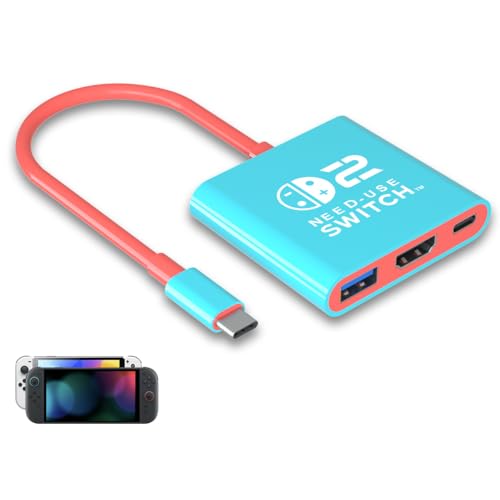 Switch 2 Dock for Nintendo Switch 1 / 2 and Steam Deck Docking Station, Support TV Dock Mode, Portable TV HDMI Adapter Accessories for Nintendo Switch2 / OLED / 1, USB C to HDMI 2.0 Adapter 4K Output - size: 7 Inch USB C Cable