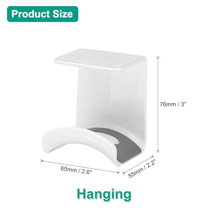 uxcell Headphone Stand, 1 Pcs ABS Headset Holder Adhesive Headphone Holder Hook Mount Headphone Hanger Hook Under Desk for Gaming Headphones Earphones Cables, White(Hanging) - color: White