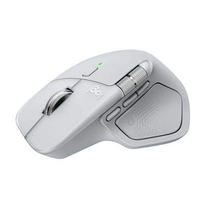 Logitech MX Master 4 for Mac, Ergonomic Bluetooth Mouse with Advanced Performance Haptic Feedback, Ultra-Fast Scrolling, USB-C Charging, MacOS, iPadOS, Windows - White Silver - color: White Silver