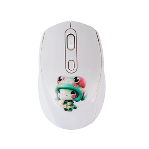 2.4GHz Wireless Mouse Cute Cartoon Computer Mouse DPI Adjustable Small Cordless Mouse Kids Mouse Silent Click USB Mouse for Laptop Computer Kids Gifts (White) - color: White