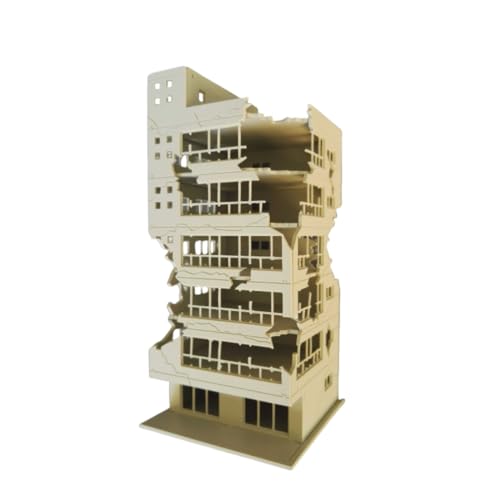 Generic N Scale 1/144 DIY Ruined Damaged Building After War Assembling Model Outland Realism Scene for DIY Sand Table, Medium