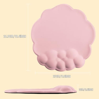 Mouse Pad Wrist Support, Cloud Mousepad with Memory Foam Wrist Rest, Non-Slip PU Base Gaming Leather Surface Mouse Pad for Home Office Laptop, Pink - color: Pink