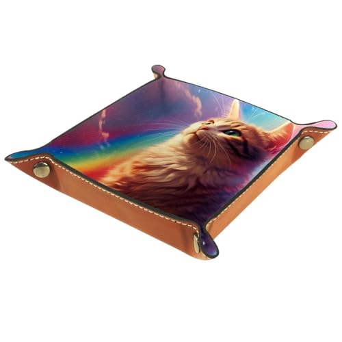 Cat Rainbow Dice Tray Dice Rolling Tray Folding Dice Holder for Dice Games, Like RPG, DND and Other Table Games - color: Multi 1