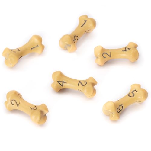 D6 Dice Set - Set of Six 6 Sided Dice - Skull & Bone Themed RPG Dice. Cool & Unique Gift and Compatible with Dungeons & Dragons (DND), D&D, Pathfinder, D and D. (Ancient Bone Yellow) - color: Ancient Bone Yellow, style: Six D6