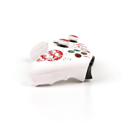 Skull Controller Skin Cover Compatible with Xbox one Controller, RALAN Protector Case, Customised Thumb Grips Caps - color: skull White Red
