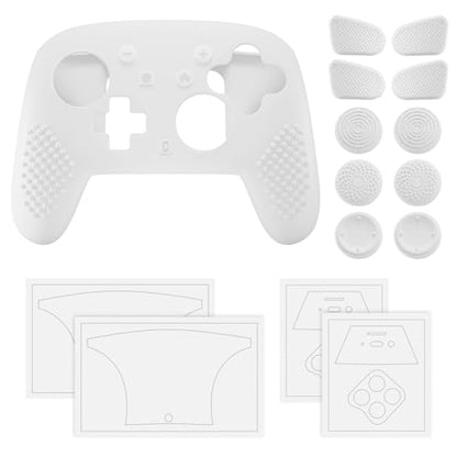 PlayVital Silicone Cover Skin for Nintendo Switch 2 Pro Controller – 3D Studded Edition Anti-Slip Grip Protector Case for Switch 2 Pro with Back Button Cap, Thumb Grips & Sticker - White - color: White
