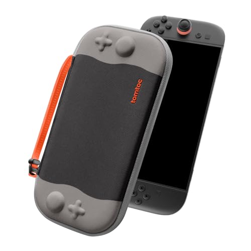 tomtoc Slim Carring Case for Nintendo Switch 2, Military Grade Protection | Odorless Felt Protective Hard Shell with 12 Game Card Slots, Portable Travel Storage Bag with Original Patent, Soft Interior - color: Sesame