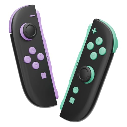 eXtremeRate DIY Replacement Full Set Buttons for Joycon 2, Custom ABXY Direction Keys Dpad + - C Home Capture Release L R ZR ZL Trigger Buttons for Nintendo Switch 2 Controller - Purple & Green - color: Purple & Green