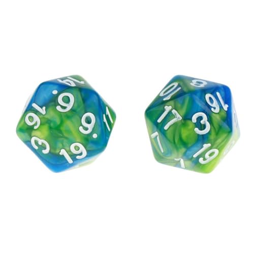 10 Pieces Polyhedral Dice Set D20 Dice 20mm Acrylic 20 Sided Game Dice for Dungeons and Dragons RPG MTG DND Dice Table Games (Blue Green) - color: Blue Green