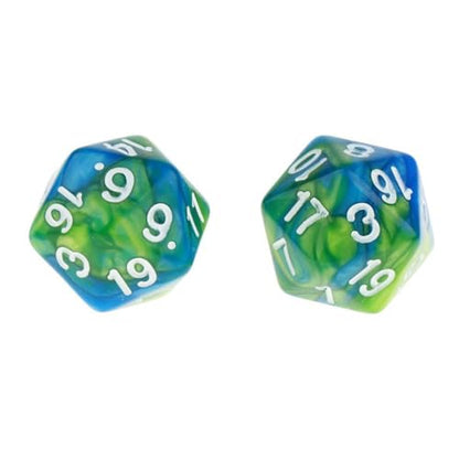 10 Pieces Polyhedral Dice Set D20 Dice 20mm Acrylic 20 Sided Game Dice for Dungeons and Dragons RPG MTG DND Dice Table Games (Blue Green) - color: Blue Green