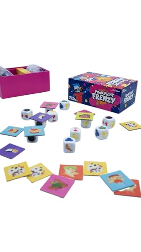 Food Fight Frenzy - Fun & Fast-Paced Family Dice Game Rolls, Pattern Matching, and Dice Game for 2-6 Players, 72 Tiles & 13 Oversized Dice, Family Party Game