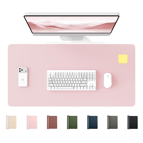 YSAGi 35.4" x 17" Large PU Leather Desk Mat for Keyboard and Mouse - Waterproof Non-Slip Desk Pad Protector for Office, Home, Writing Desk, Pink - color: Pink, size: 35.4" x 17"