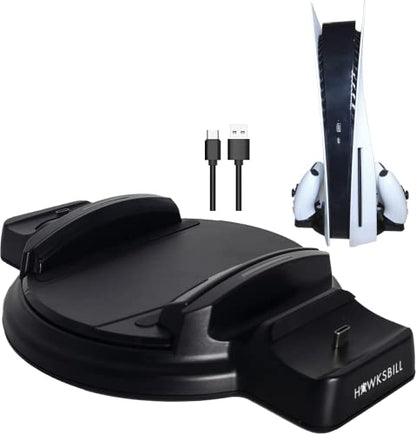 Hawksbill PS5 2 in 1 Console stand and Dual charging station, DualSense, Fast Charging for Playstation 5 Controllers