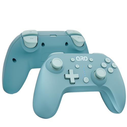 QRD Junior E5 Wireless Controller for Switch/Lite/OLED/Switch 2 Windows PC Mac iOS Andoird,6 Axis Gyro,TURBO (Switch Controller Blue) - color: Switch Controller Blue