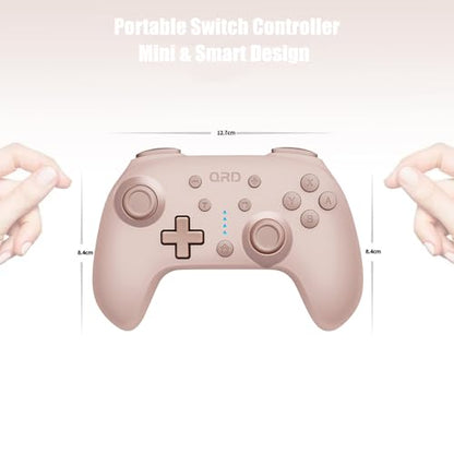 QRD Junior E5 Wireless Controller for Switch/Lite/OLED/Switch 2 Windows PC Mac iOS Andoird,6 Axis Gyro,TURBO (Switch Controller Pink*2PCS) - color: Switch Controller Pink*2PCS