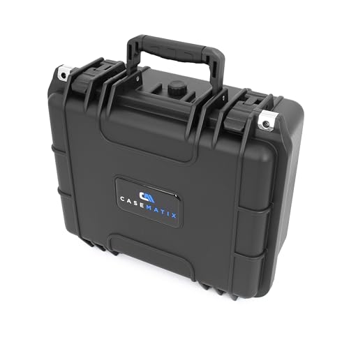 CASEMATIX 13" Waterproof Hard Case with Customizable Foam for Portable Electronics, Tools and Accessories - Hard Shell Plastic Case with Pre-Diced Travel Case Foam Interior - size: 13"