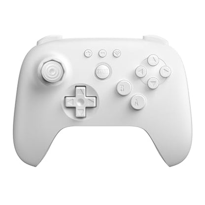 8BitDo 64 Bluetooth Controller for Analogue 3D, Switch 1/2, Windows&Android | Hall Effect Joystick, Turbo, Vibration - White - color: White