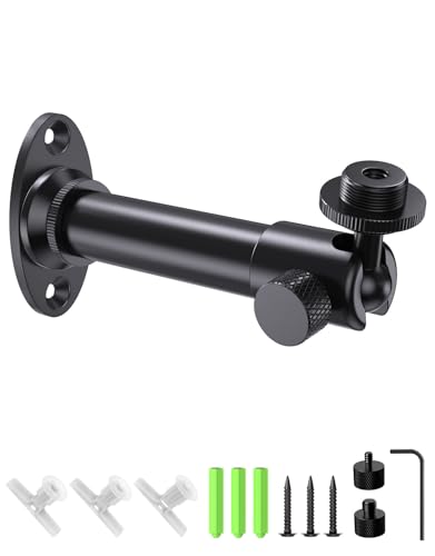 Microphone Wall Mount Bracket with Swivel Mini Ball Head, Mic Wall Mount Flange Base, 5/8" to 3/8" & 1/4" Mic Stand Adapter, Extension Tube Kit - Compatible with Camera, Microphones, Lights, Webcam