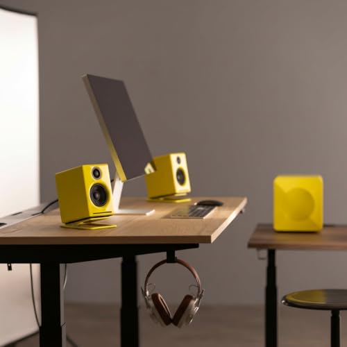 Audioengine A2+ Desktop 24 Bit Limited Edition Wireless Bluetooth Desktop Speakers - 60W Computer Speakers for Music and Gaming Accessories, (Limoncello Yellow) | with 24-Bit DAC for PC, Mac, Gaming and Music - Yellow - color: Limoncello Yellow, style: De
