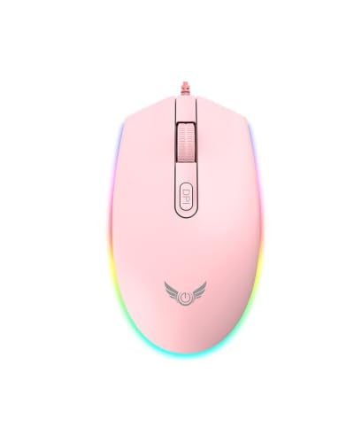 Wired Gaming Mouse with 3 - Level DPI, RGB RGB Gaming Mouse, Ergonomic Comfortable Grip PC Gaming Mice, Precise Optical Sensor Computer Mouse for Office/Game/Home (Pink) - color: Pink